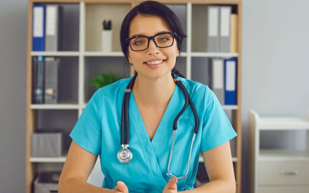 female nurse smiling at camera